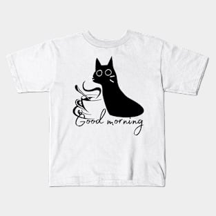 Cat Lover Coffee Lover Kids T-Shirt